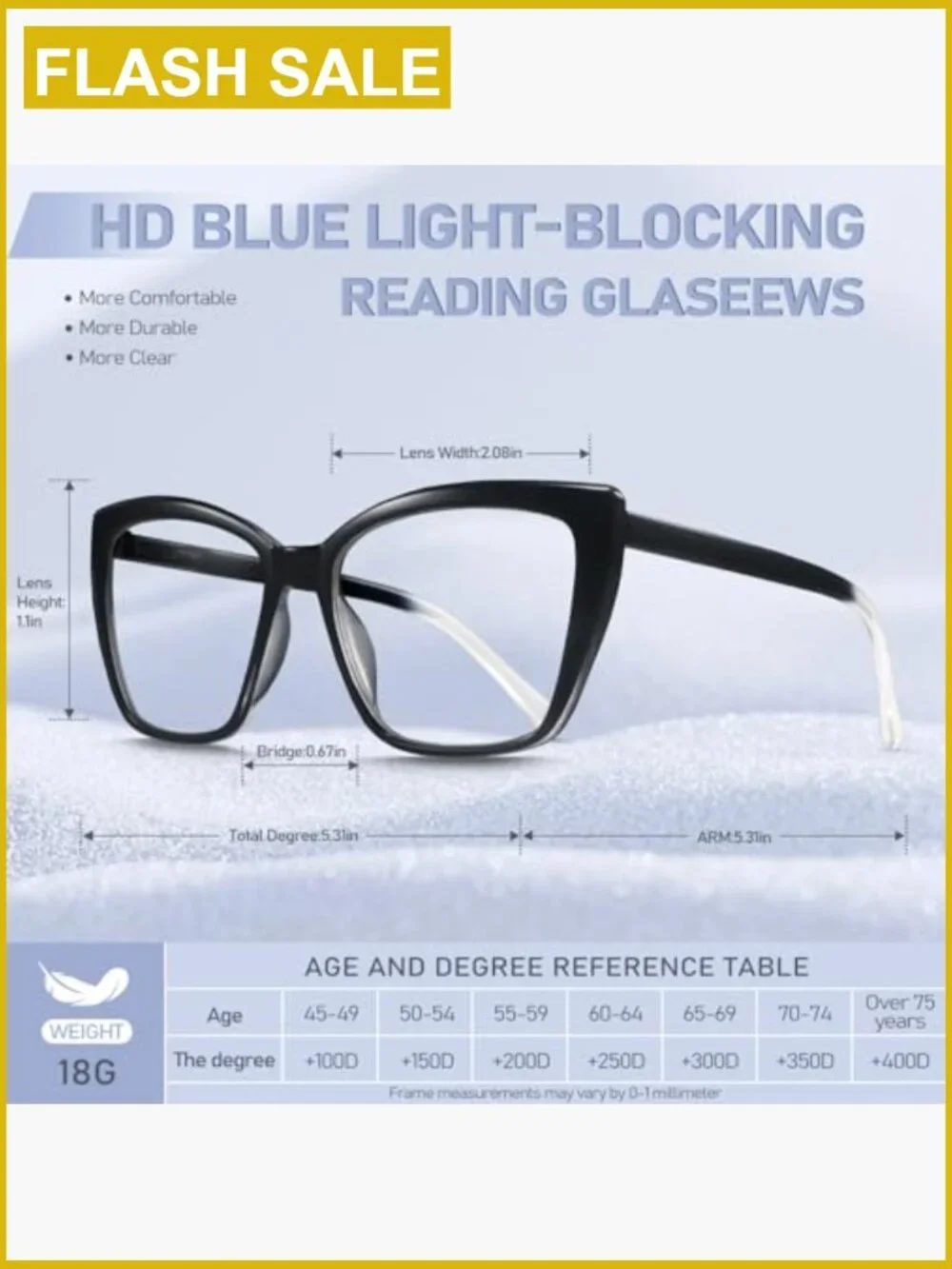 Oversized Cat Eye Blue Light Reading Glasses for Women TR90 Spring Hinge